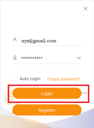 Enter the log in credentials