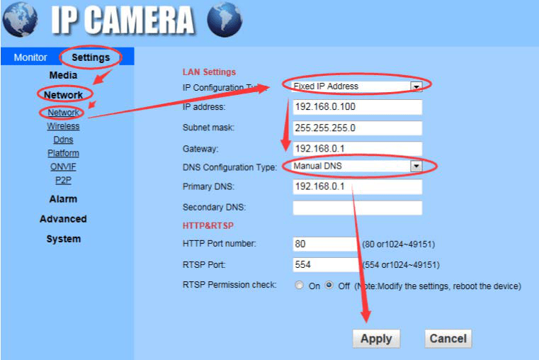 CAMHI IP Camera Port mapping setting method