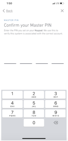 SimpliSafe App Ultimate Guide 12 Confirm Master PIN screen on SimpliSafe® mobile app